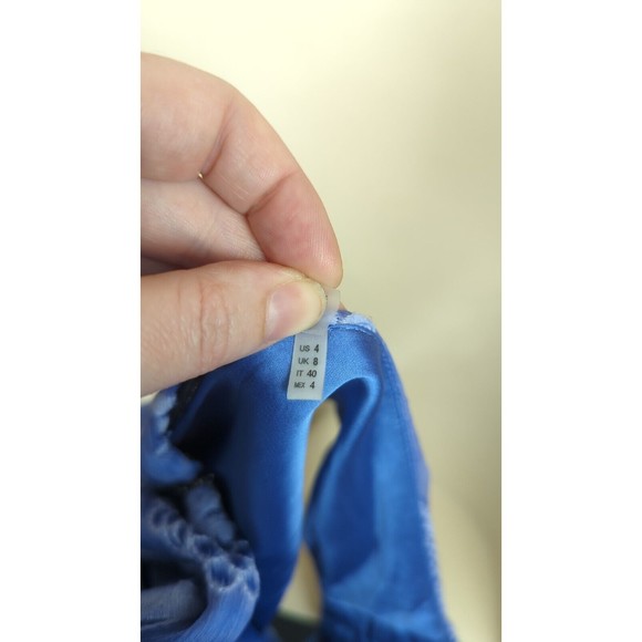 Elie Tahari Celeste Periwinkle Blue Embroidered Tulip Hem S 4 - Picture 4 of 9